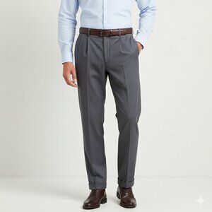 Louis Raphael Dress Pants Rosso Red Size‎ 36W Gray Pleated Cuffed Bottom Zipper